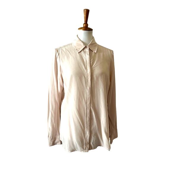 Vintage 90s Express Silk Blouse – Dusty Pink Jewel Tone, Size Large - Picture 1 of 4